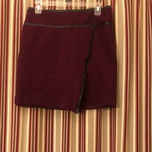 WHBM faux wrap skirt with faux leather trim